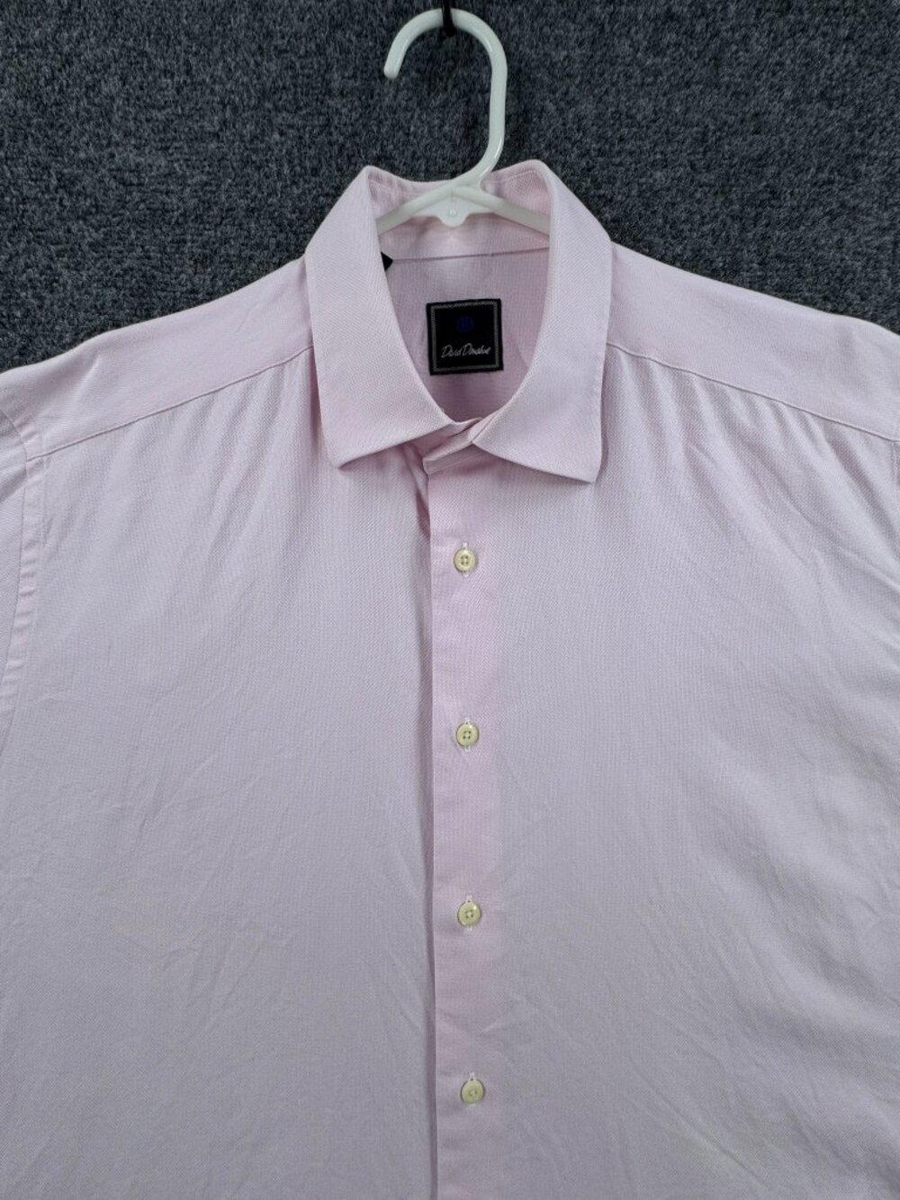 David Donahue Cotton Pink Logo 17 34/35 Long Sleeve Office Business Button Up